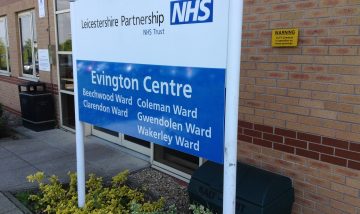 Sign outside the Evington Centre.