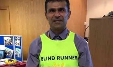 Haseeb dons his festive trainers for the Beacon Appeal