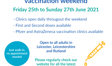 Big Covid-19 vaccination weekend to be held in Leicester, Leicestershire and Rutland 25 – 27 June