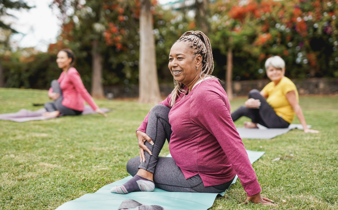 Adult taking part in outdoor yoga