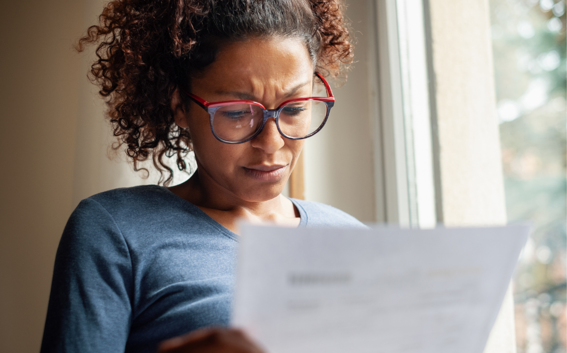 Lady reading letter