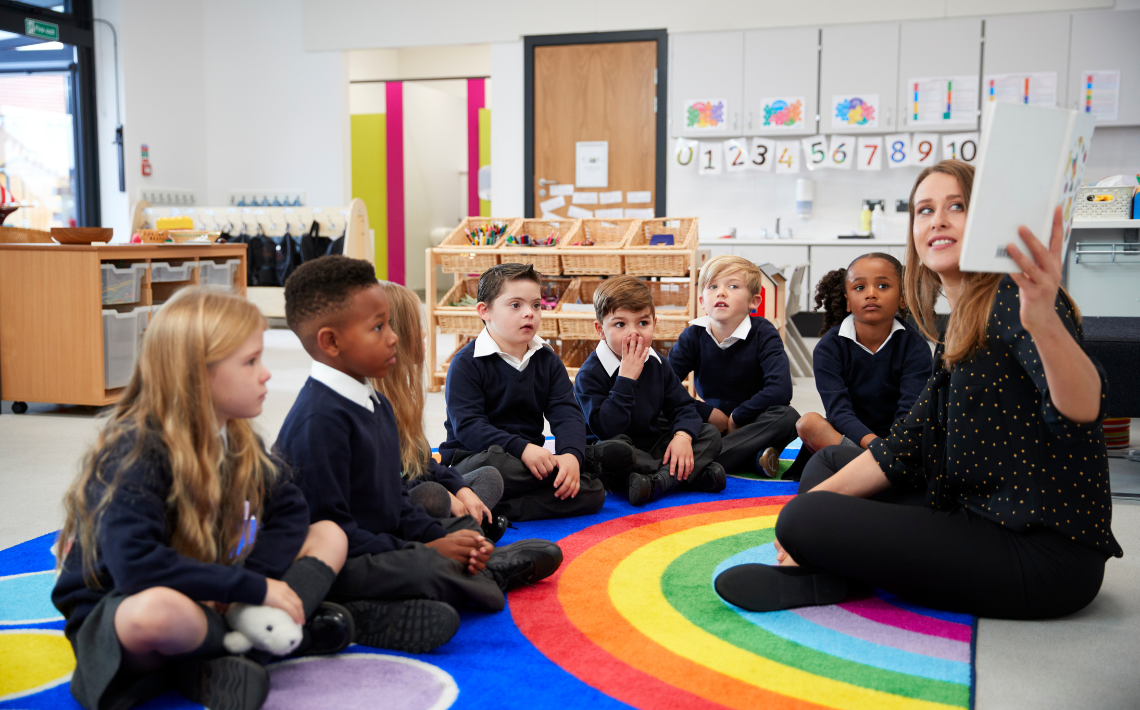 Primary school children in classroom