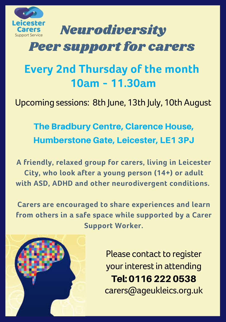 Neurodiversity peer support for carers flyer