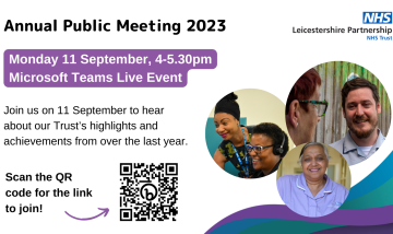 Public invited to join Leicestershire Partnership NHS Trust’s Annual General Meeting