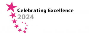 Celebrating Excellence 2024 logo with pink stars
