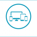 Electronic devices in blue circle