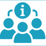 people with an information symbol above their heads