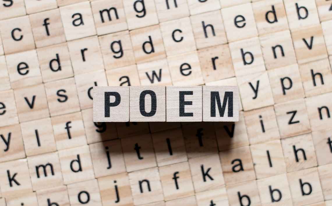 Poem spelled out in wooden letter blocks